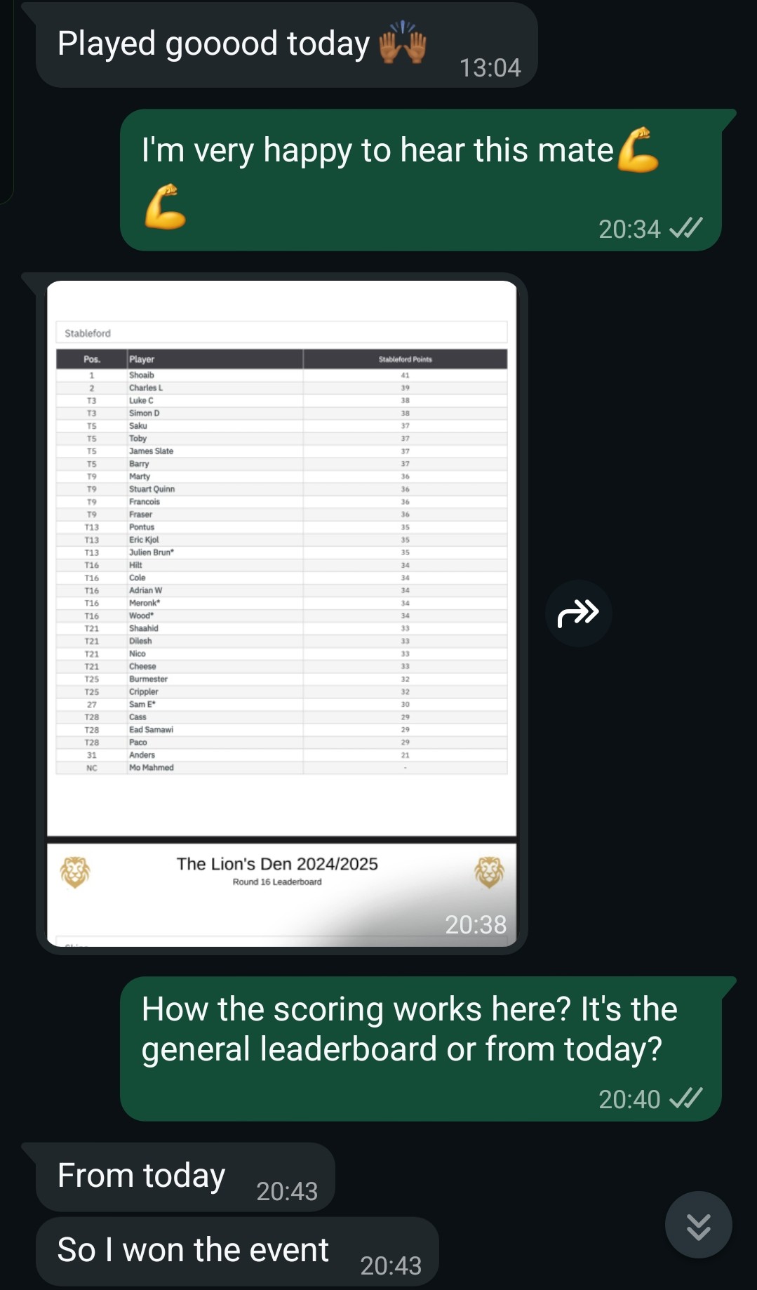 Client feedback screenshot 12